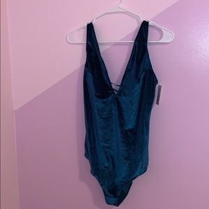Teal velvet bodysuit